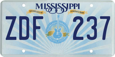 MS license plate ZDF237