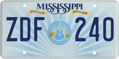 MS license plate ZDF240