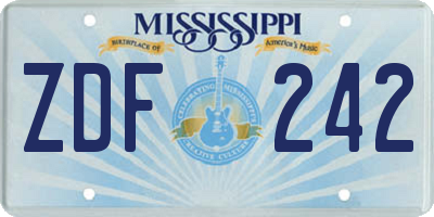 MS license plate ZDF242