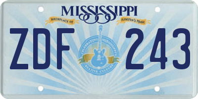 MS license plate ZDF243