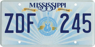 MS license plate ZDF245