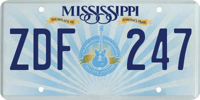 MS license plate ZDF247