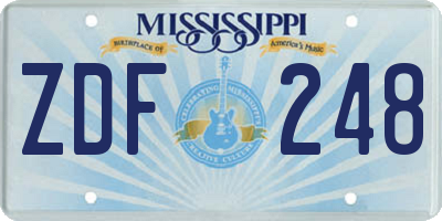 MS license plate ZDF248