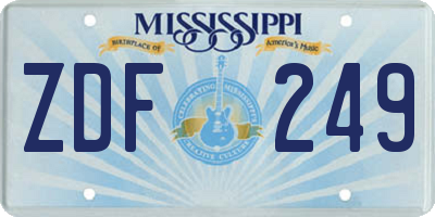MS license plate ZDF249