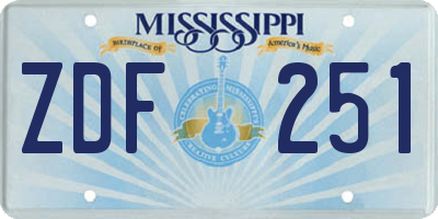 MS license plate ZDF251