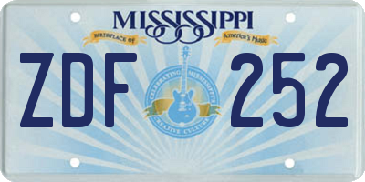 MS license plate ZDF252