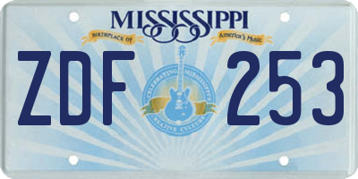 MS license plate ZDF253
