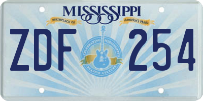 MS license plate ZDF254