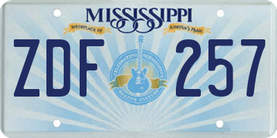 MS license plate ZDF257
