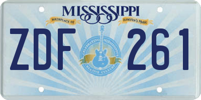 MS license plate ZDF261