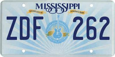 MS license plate ZDF262