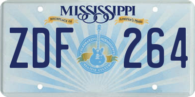 MS license plate ZDF264