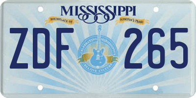 MS license plate ZDF265