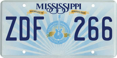 MS license plate ZDF266