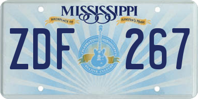 MS license plate ZDF267