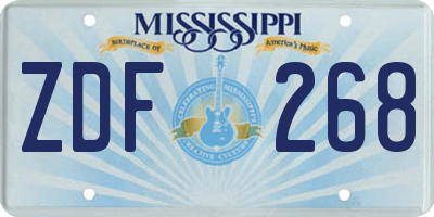 MS license plate ZDF268