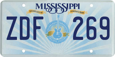 MS license plate ZDF269