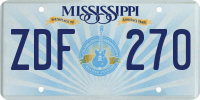 MS license plate ZDF270