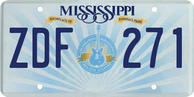 MS license plate ZDF271