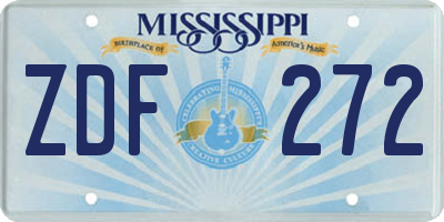 MS license plate ZDF272