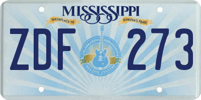 MS license plate ZDF273