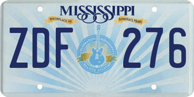 MS license plate ZDF276