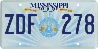 MS license plate ZDF278