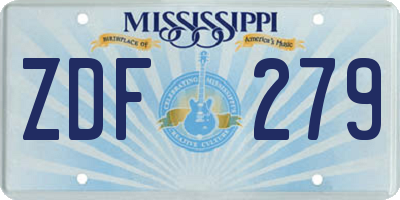 MS license plate ZDF279