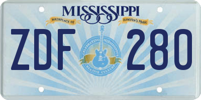 MS license plate ZDF280