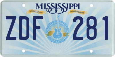 MS license plate ZDF281