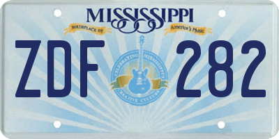 MS license plate ZDF282