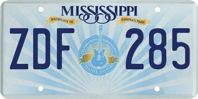 MS license plate ZDF285