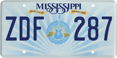 MS license plate ZDF287