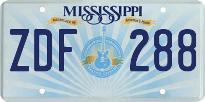 MS license plate ZDF288