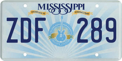 MS license plate ZDF289