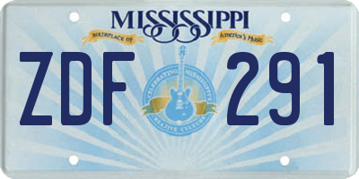 MS license plate ZDF291