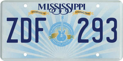 MS license plate ZDF293