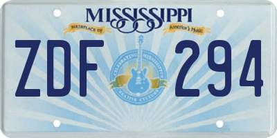 MS license plate ZDF294