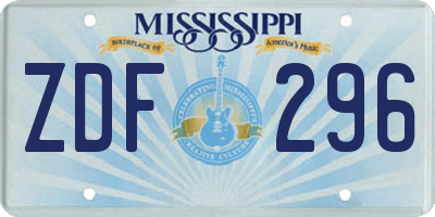 MS license plate ZDF296