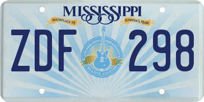 MS license plate ZDF298