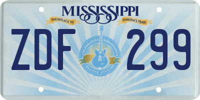 MS license plate ZDF299