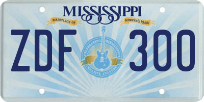 MS license plate ZDF300