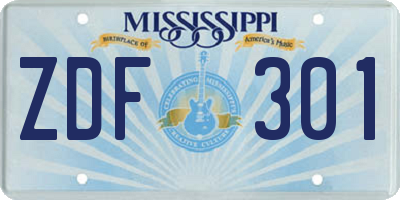 MS license plate ZDF301