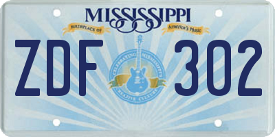 MS license plate ZDF302