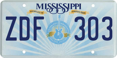 MS license plate ZDF303