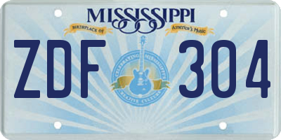 MS license plate ZDF304