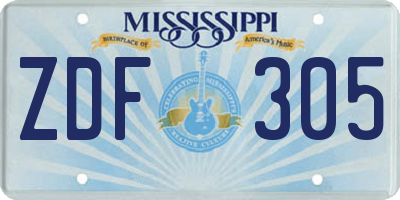 MS license plate ZDF305