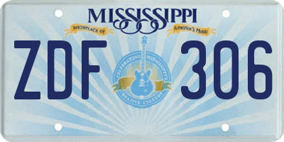 MS license plate ZDF306