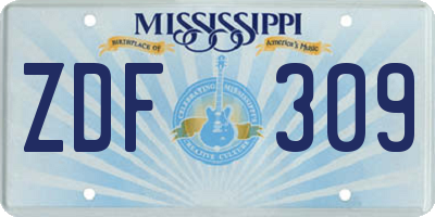 MS license plate ZDF309