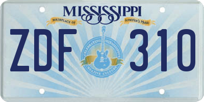 MS license plate ZDF310
